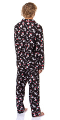 Peanuts Men's Snoopy Joe Cool Classic Pajama Button-up Coat Top with Pants Lounge Sleep Set