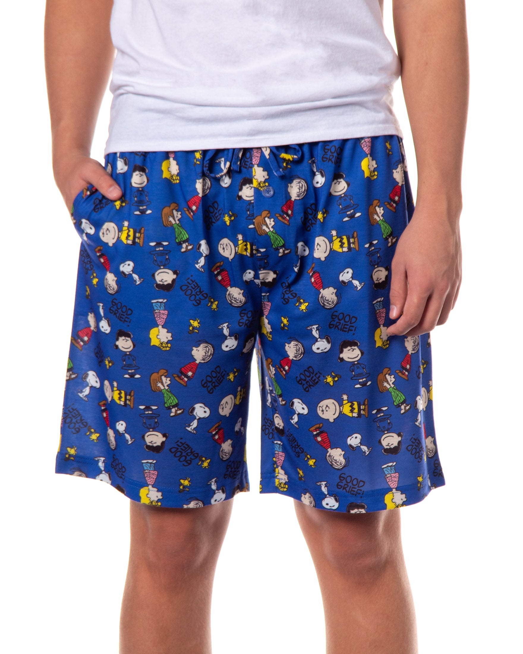 Peanuts Pajamas Men's Good Grief Charlie Brown Sally Snoopy Lounge Shorts