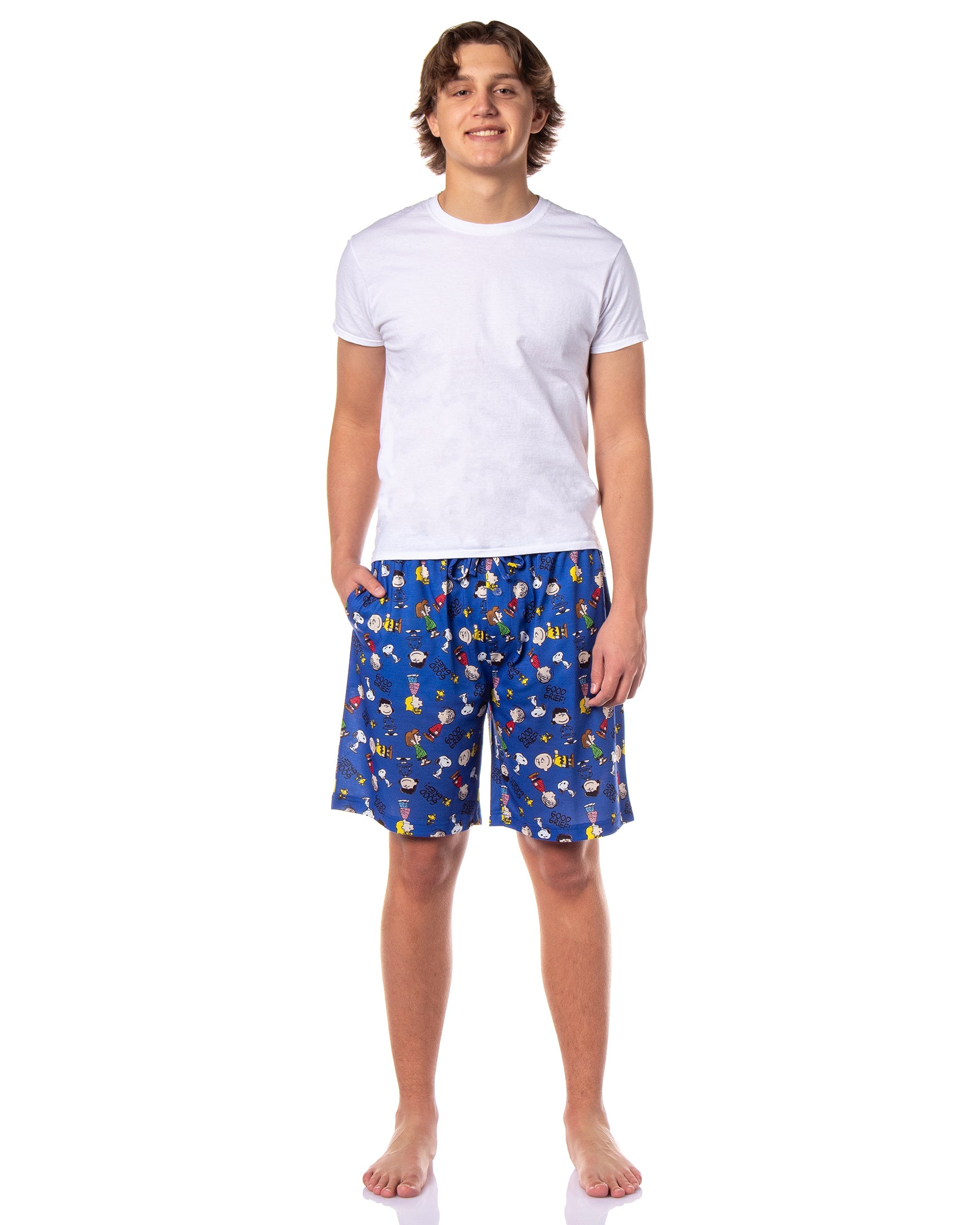 Peanuts Pajamas Men's Good Grief Charlie Brown Sally Snoopy Lounge Shorts