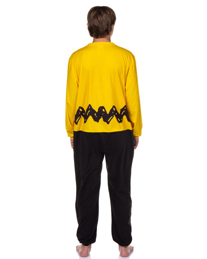 Peanuts Charlie Brown Union Suit Men's Costume Zip Up Pajama Outfit