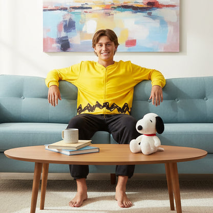 Peanuts Charlie Brown Union Suit Men's Costume Zip Up Pajama Outfit