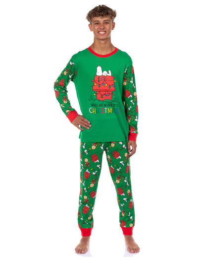Snoopy Pajamas Wake Me When It's Christmas Adult Tight Fit Sleep Set