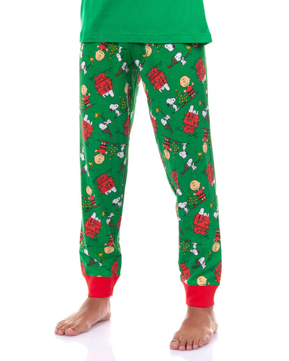 Snoopy Pajamas Wake Me When It's Christmas Adult Tight Fit Sleep Set
