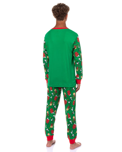 Snoopy Pajamas Wake Me When It's Christmas Adult Tight Fit Sleep Set
