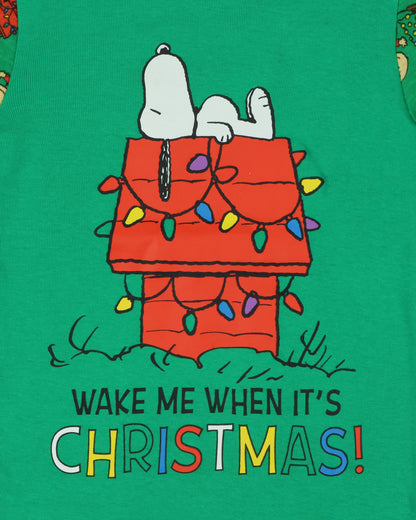 Snoopy Toddler Pajamas Wake Me When It's Christmas Tight Fit Sleep Set