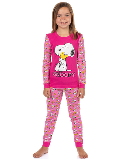 Peanuts Snoopy and Woodstock Pajamas Girls' Friend Hug Tight Fit Sleep Set