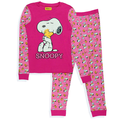 Peanuts Pajamas Toddler Girls' Snoopy and Woodstock Tight Fit Sleep Set