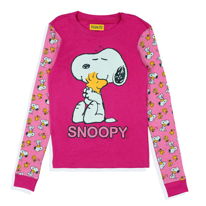 Peanuts Pajamas Toddler Girls' Snoopy and Woodstock Tight Fit Sleep Set