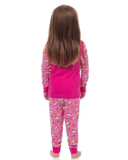 Peanuts Pajamas Toddler Girls' Snoopy and Woodstock Tight Fit Sleep Set