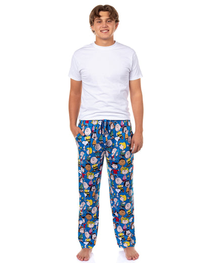 Peanuts Pajama Pants Men's Charlie Brown Snoopy Woodstock Adult Sleep Bottoms (SM)