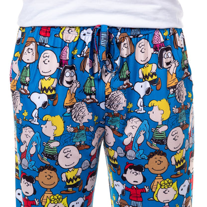 Peanuts Pajama Pants Men's Charlie Brown Snoopy Woodstock Adult Sleep Bottoms (SM)