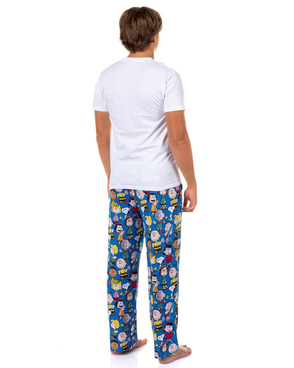 Peanuts Pajama Pants Men's Charlie Brown Snoopy Woodstock Adult Sleep Bottoms (SM)
