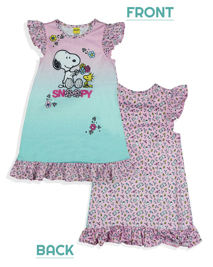 Peanuts Nightgown Toddler Girls Snoopy and Woodstock Pajamas with Doll Gown (4T)