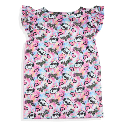 Peanuts Pajamas Toddler Girls Joe Cool So Fab Ruffle Sleeve Pant Sleep Set (6)
