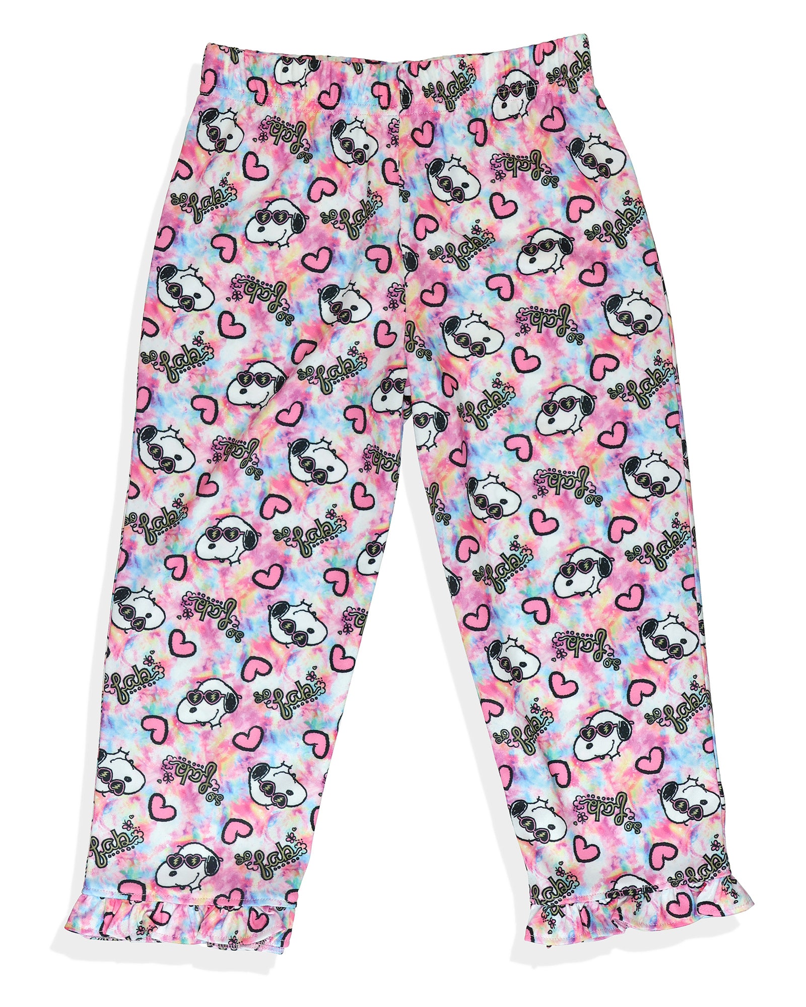 Peanuts Pajamas Toddler Girls Joe Cool So Fab Ruffle Sleeve Pant Sleep Set (6)