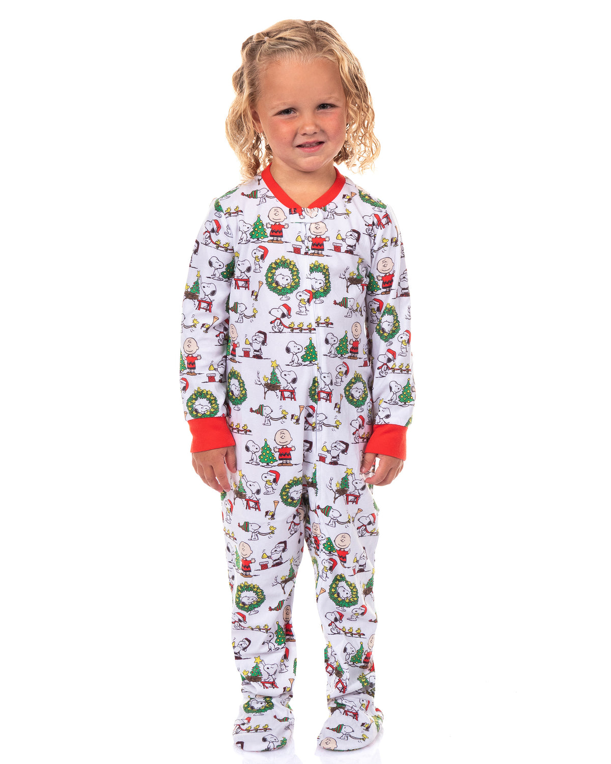 Peanuts Charlie Brown Snoopy Button Sleep Family Christmas Pajama Set