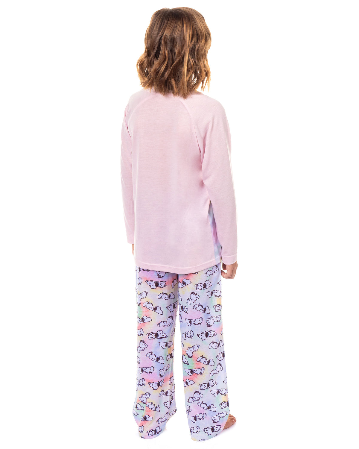 Peanuts Pajamas Girl's Snoopy Pastel Tie-Dye Long Sleeve Sleep Set