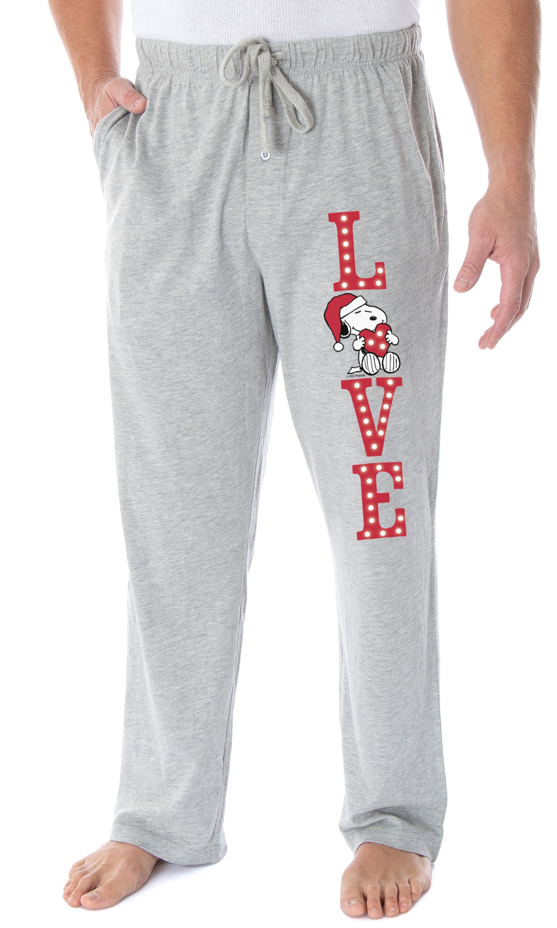 Peanuts Snoopy Men's Pajama Pants LOVE Loungewear Sleep Bottoms