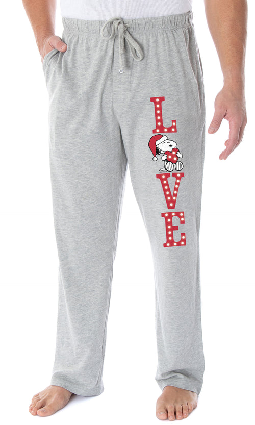 Peanuts Snoopy Men's Pajama Pants LOVE Loungewear Sleep Bottoms Lounge Pants (X-Large)