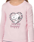 Peanuts Girls' Pink Snoopy Just Be Happy Sleep Pajama Set For Kids