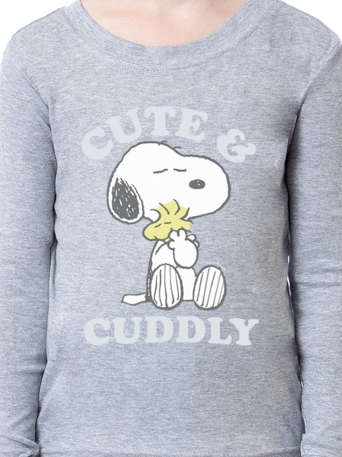 Peanuts Girls' Child Unisex Snoopy Woodstock Cute & Cuddly Sleep Pajama Set