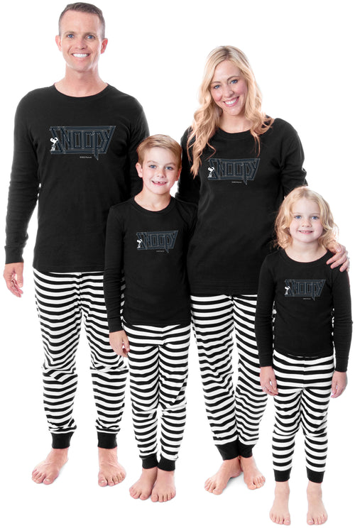 Peanuts Rocker Cool Punk Logo Title Tight Fit Cotton Matching Family Pajama Set