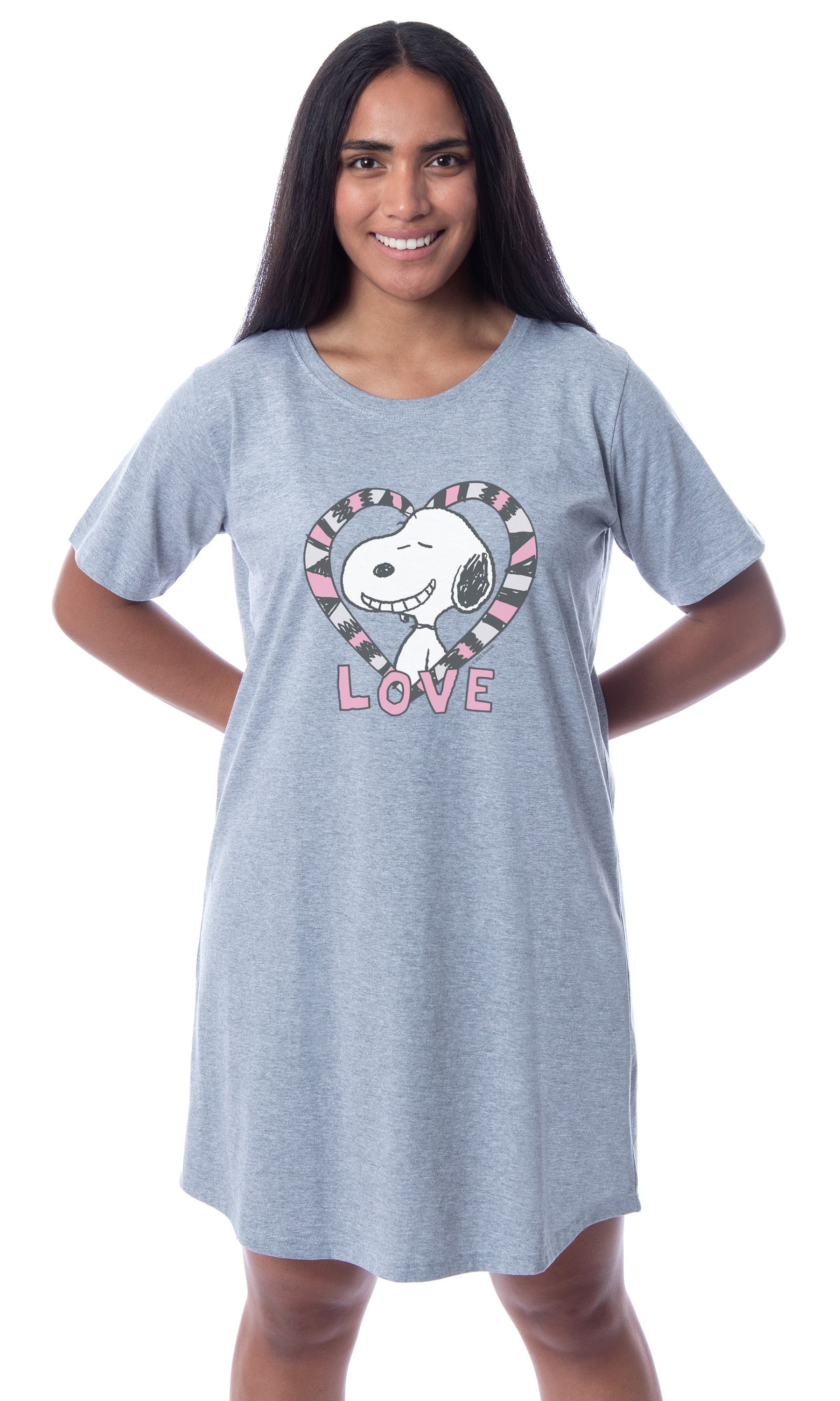 Peanuts Womens' Snoopy Love Valentine's Day Nightgown Sleep Pajama Shirt