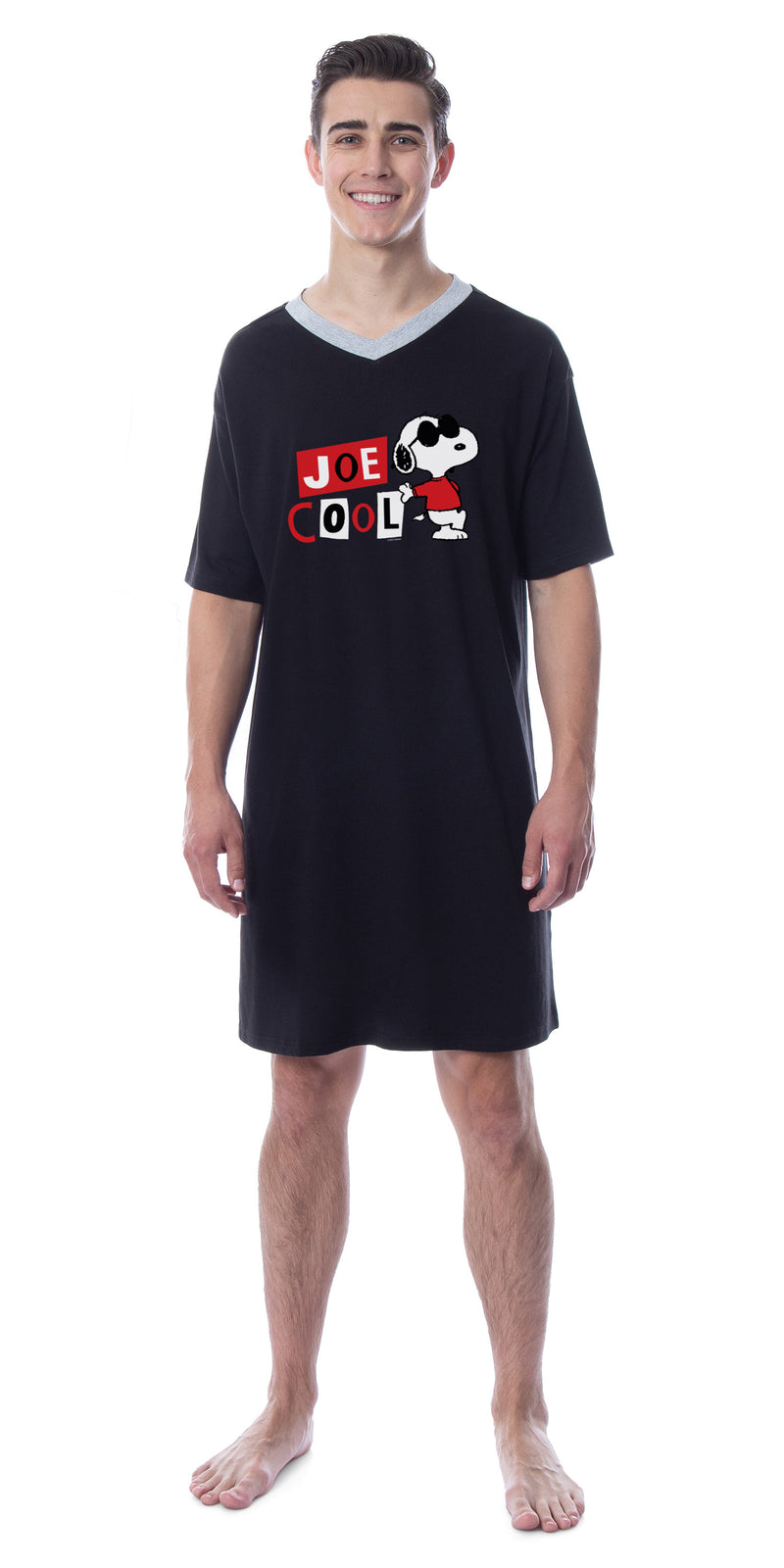 Peanuts Mens' Joe Cool Snoopy Classic Character Sleep Pajama Dress Shirt