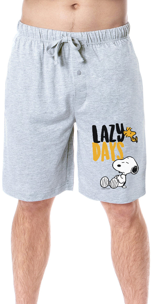 Peanuts Mens' Snoopy Woodstock Lazy Days Character Sleep Pajama Shorts