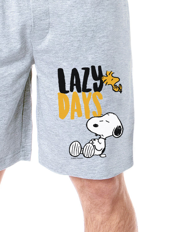 Peanuts Mens' Snoopy Woodstock Lazy Days Character Sleep Pajama Shorts