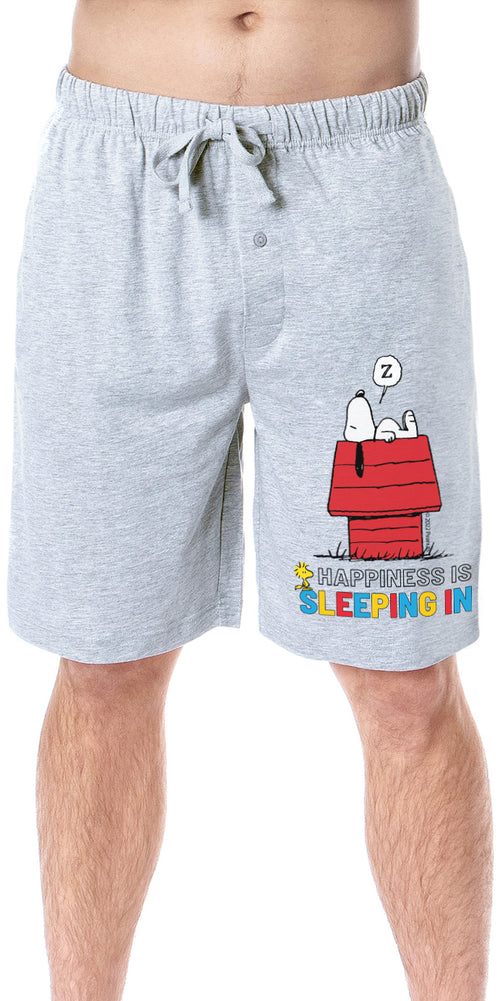 Peanuts Mens' Snoopy Happiness Is Sleeping In Character Sleep Pajama Shorts