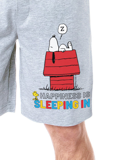 Peanuts Mens' Snoopy Happiness Is Sleeping In Character Sleep Pajama Shorts