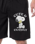 Peanuts Mens' Snoopy Woodstock Cute and Cuddly Sleep Pajama Shorts For Adults
