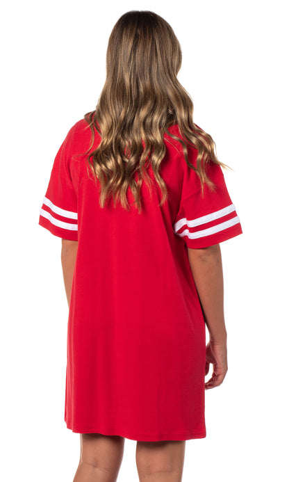 Peanuts Women's Christmas Distressed Snoopy Nightgown Pajama Shirt Dress For Adults