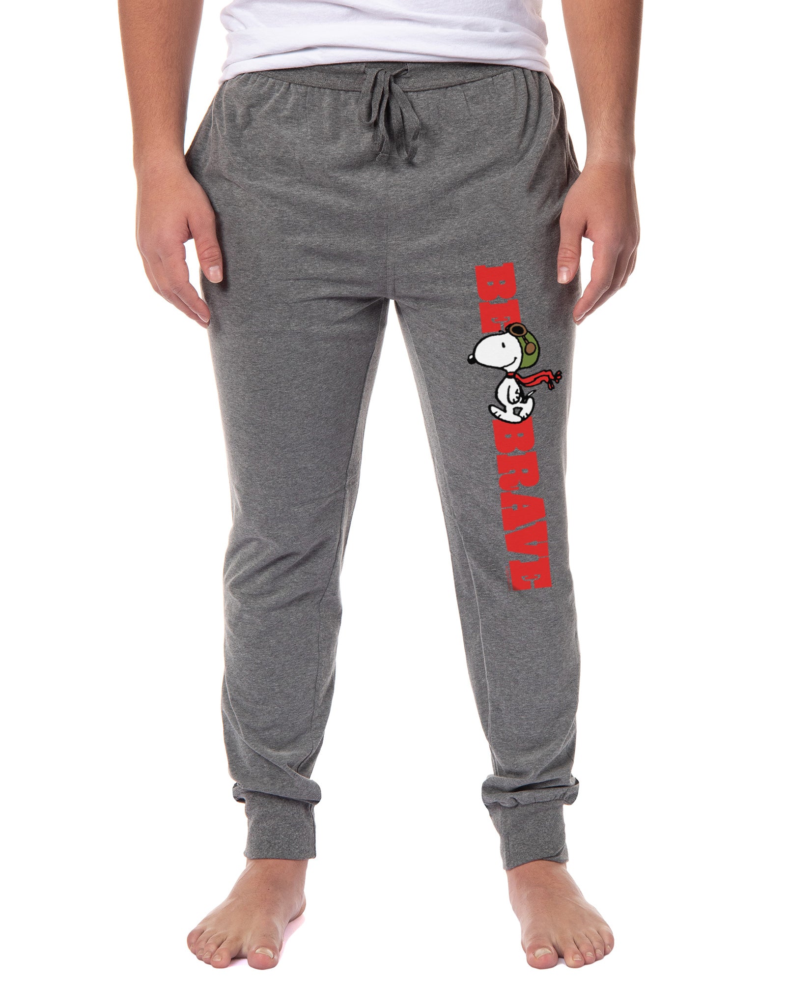 Peanuts Men's Snoopy Red Baron Be Brave Sleep Jogger Pajama Pants