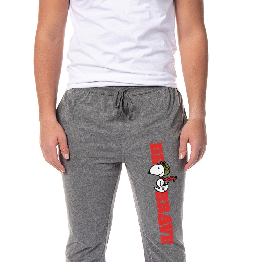 Peanuts Men's Snoopy Red Baron Be Brave Sleep Jogger Pajama Pants