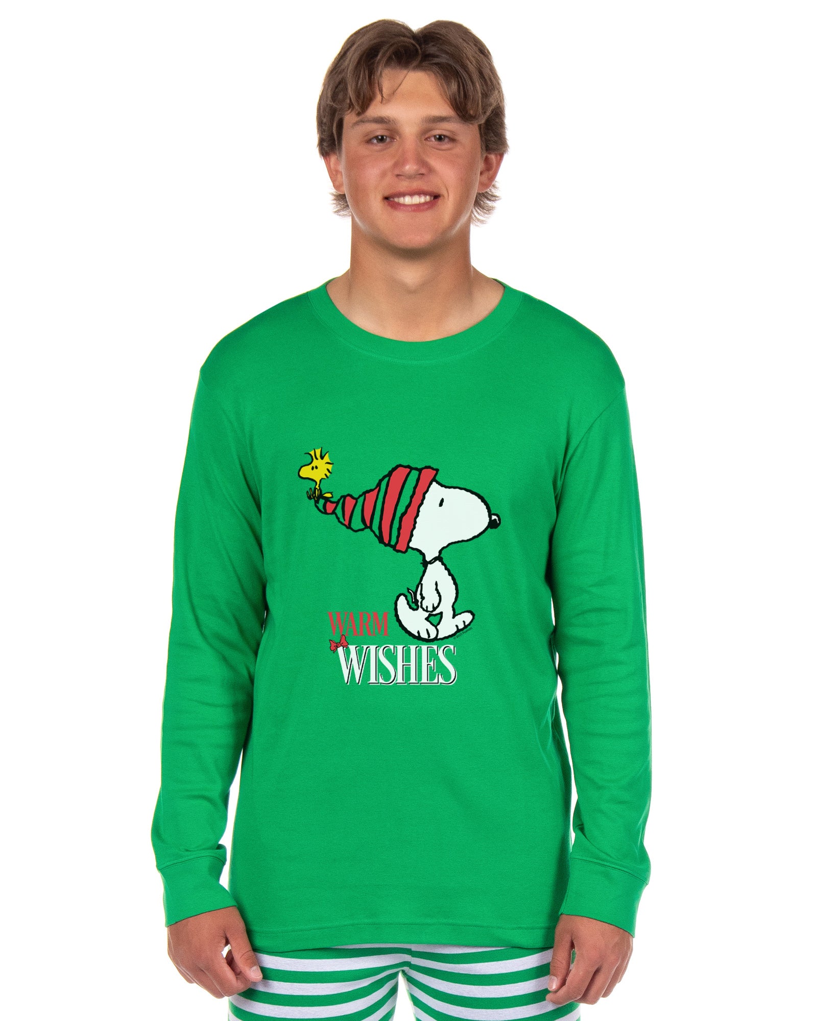 Peanuts Snoopy Christmas Holiday Warm Wishes Tight Fit Cotton Matching Family Pajama Set