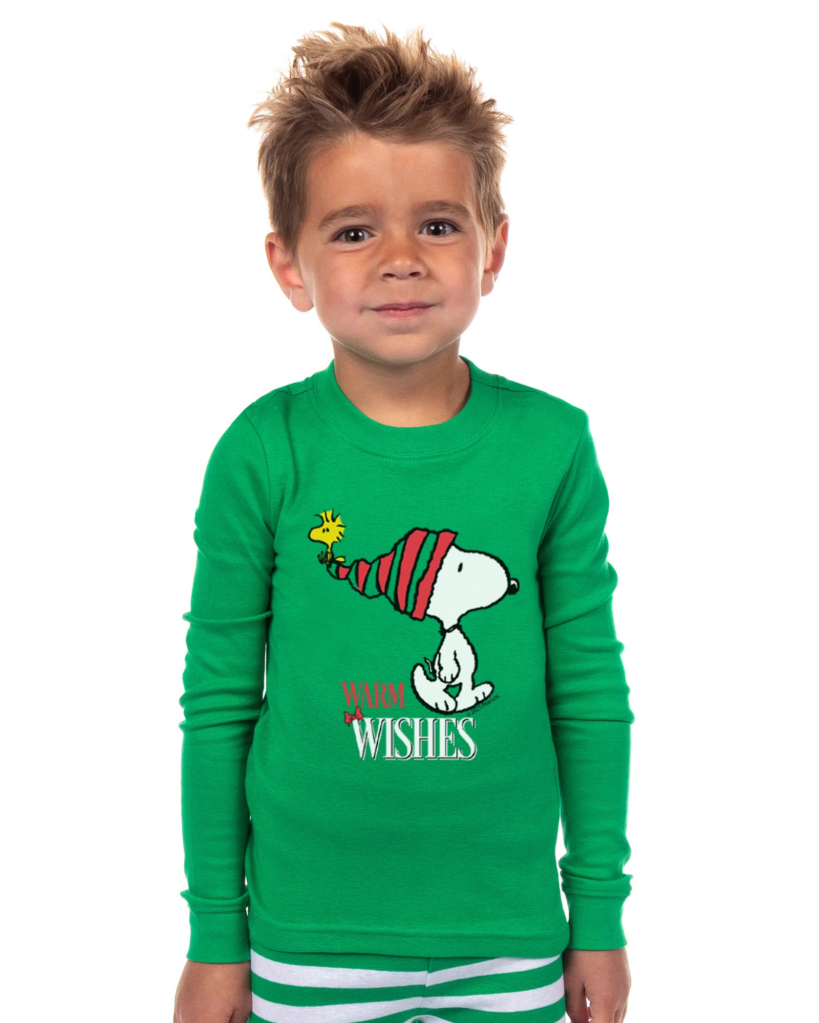 Peanuts Snoopy Christmas Holiday Warm Wishes Tight Fit Cotton Matching Family Pajama Set