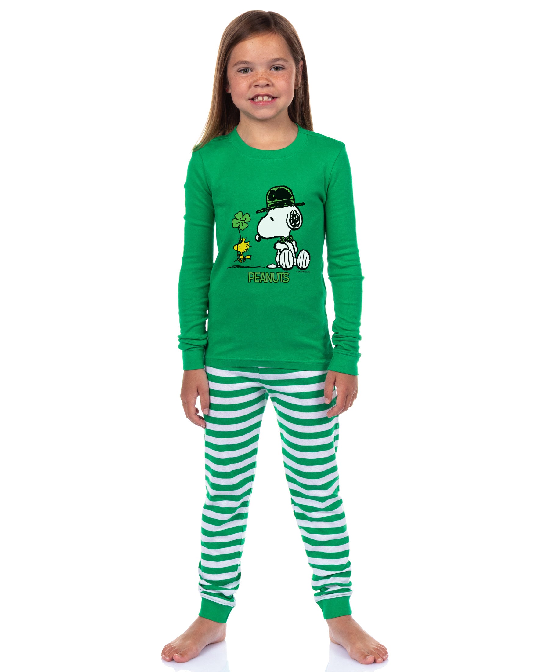 Peanuts ST. Patrick's Day Snooy and Woodstock Lucky Tight Fit Cotton Matching Family Pajama Set