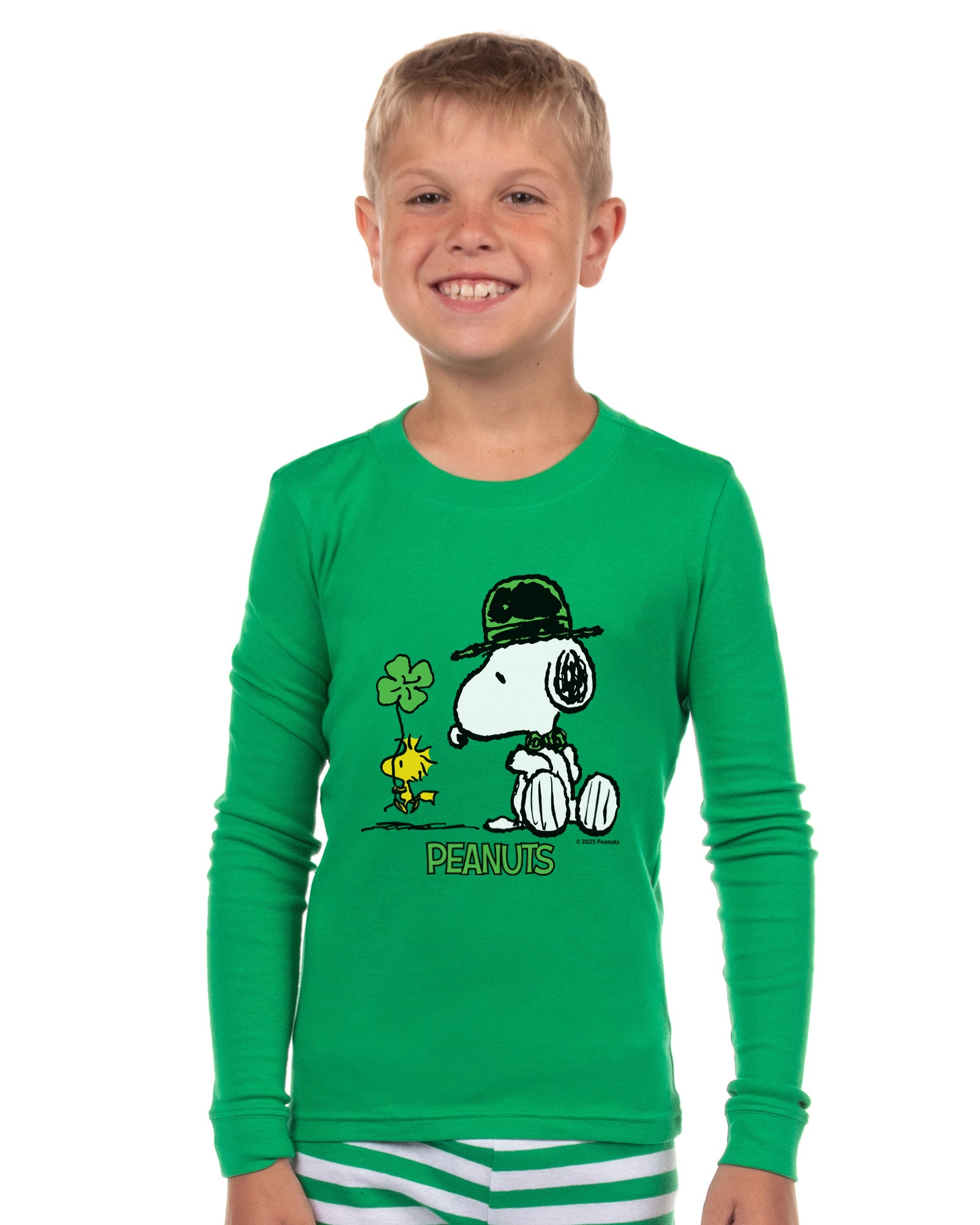 Peanuts ST. Patrick's Day Snooy and Woodstock Lucky Tight Fit Cotton Matching Family Pajama Set