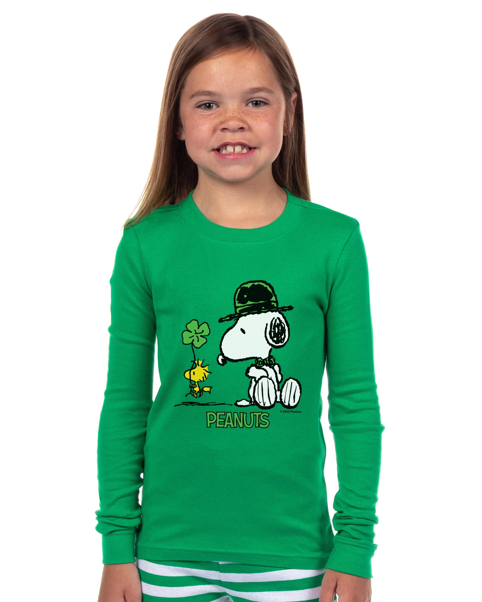Peanuts St. Patrick's Day Snoopy Woodstock Tight Fit Matching Family Pajama Set