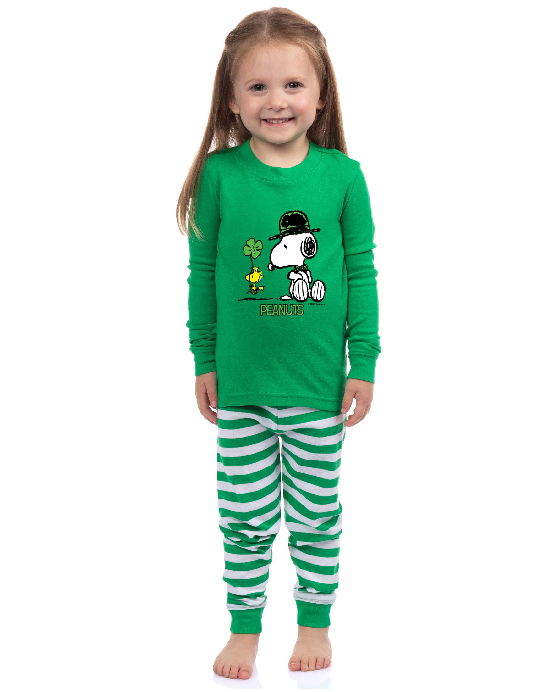 Peanuts ST. Patrick's Day Snooy and Woodstock Lucky Tight Fit Cotton Matching Family Pajama Set