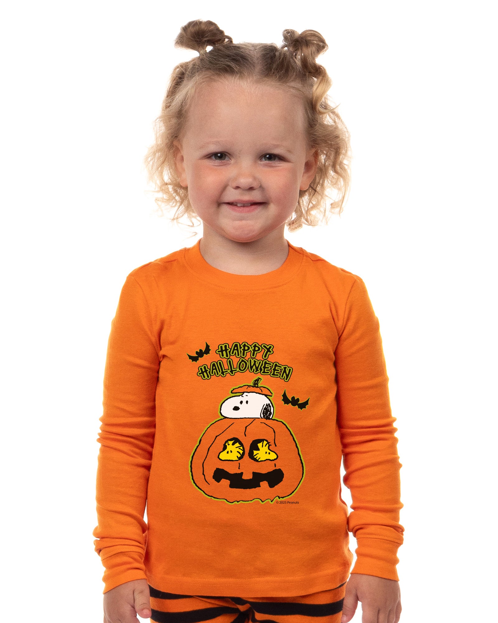 Peanuts Snoopy Woodstock Halloween Pumpkin 2 Piece Long Sleeve Pajama Set