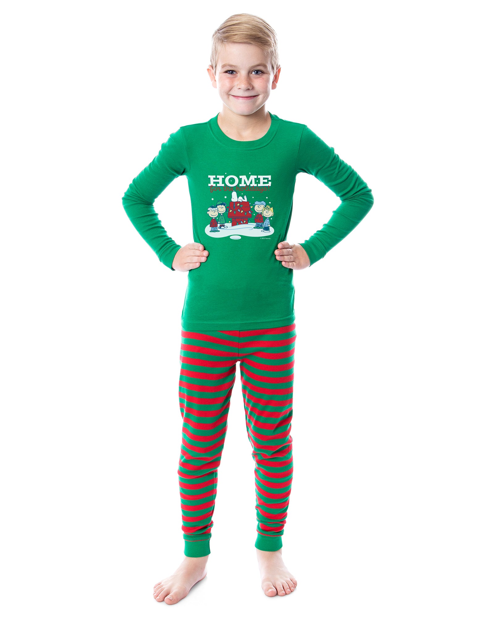 Peanuts Characters Christmas Holidays Tight Fit Cotton Matching Family Pajama Set