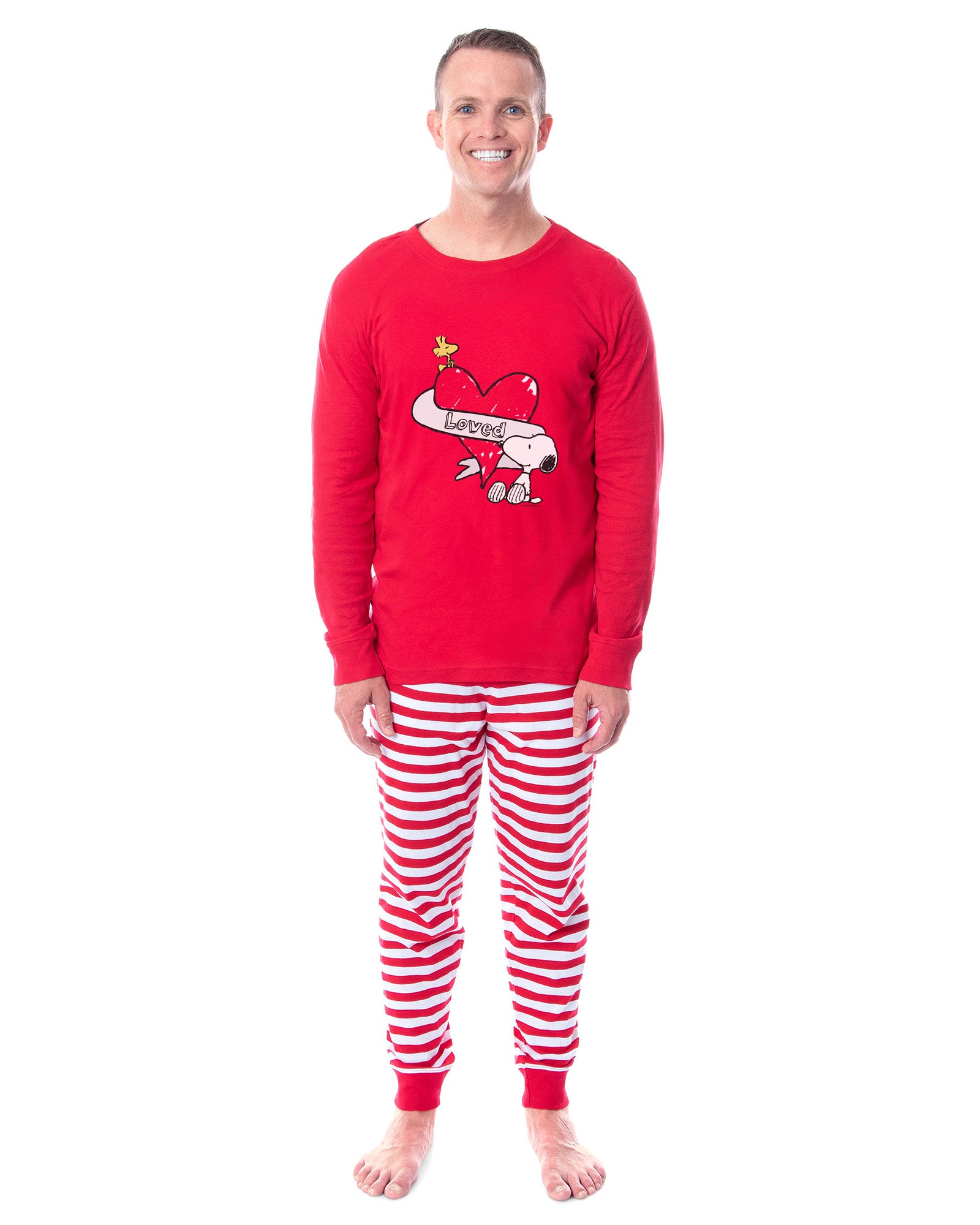 Peanuts Snoopy and Woodstock Loved Tight Fit Cotton Matching Family Pajama Set