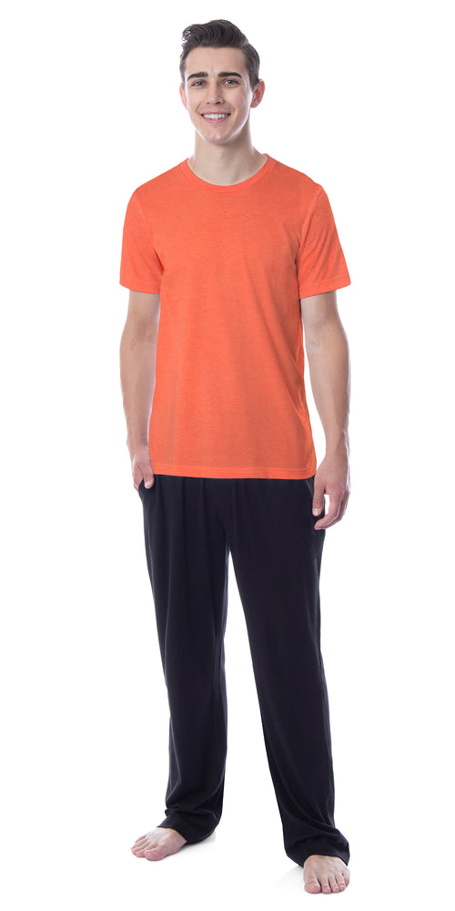 Intimo Men's 2 Piece Pajama Set Cotton/Poly Blend Jersey Knit Lounge Pants With Soft T-Shirt Top