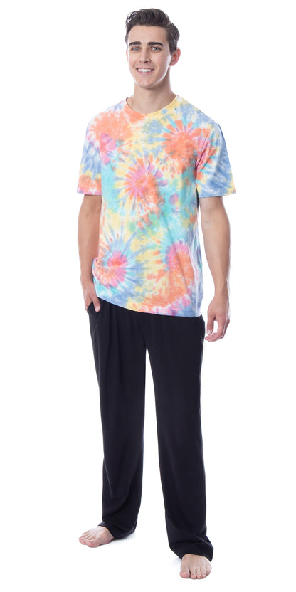 Intimo Men's 2 Piece Pajama Set Cotton/Poly Blend Jersey Knit Lounge Pants With Soft T-Shirt Top
