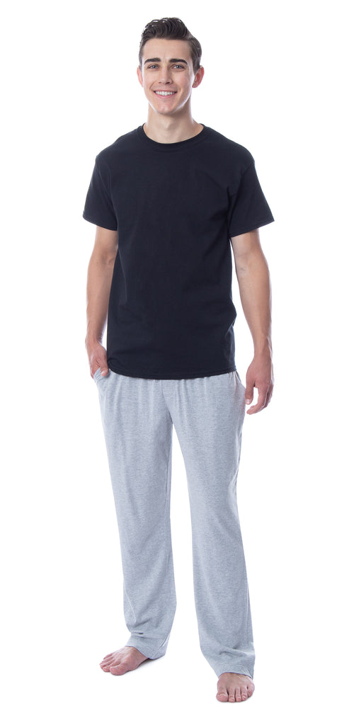 Intimo Men's 2 Piece Pajama Set Cotton/Poly Blend Jersey Knit Lounge Pants With Soft T-Shirt Top