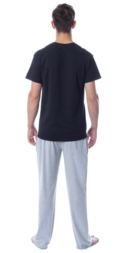 Intimo Men's 2 Piece Pajama Set Cotton/Poly Blend Jersey Knit Lounge Pants With Soft T-Shirt Top