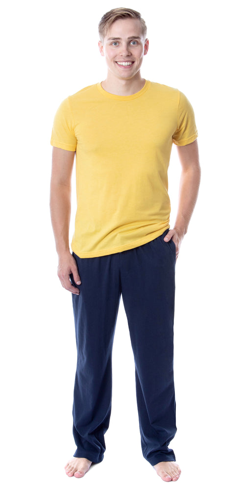 Intimo Men's 2 Piece Pajama Set Cotton/Poly Blend Jersey Knit Lounge Pants With Soft T-Shirt Top